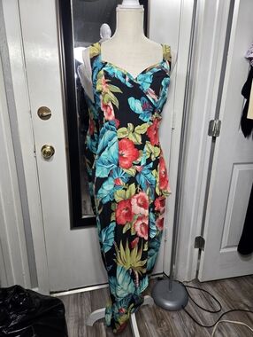 Vintage Karen Alexander Tropical Floral Wrap Dress Sz 6